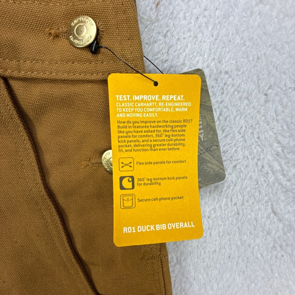Carhartt R01 Duck Bib Overalls Double Front Chap Knee Pads Mens 38x28 NWT NOS - Picture 6 of 16